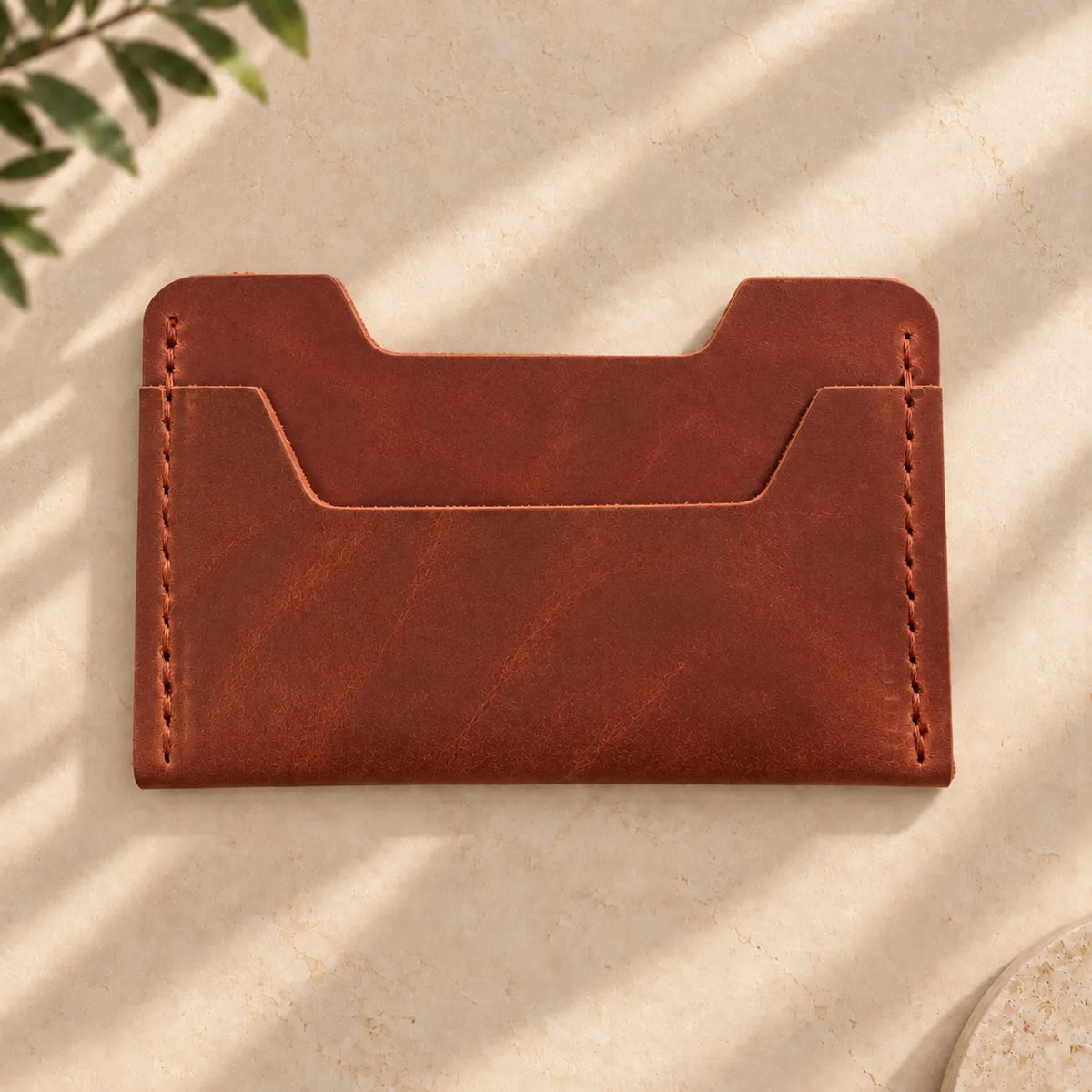 Minimalist genuine leather card holder for pockets and small bags