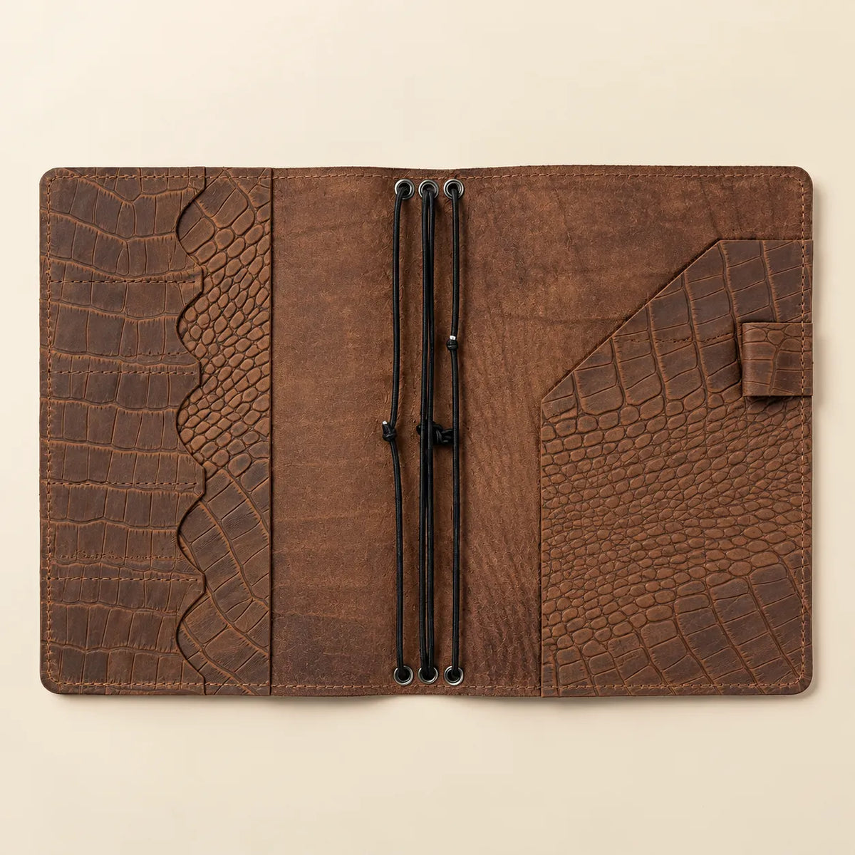 Crazy Horse leather notebook crafted by hand with useful storage pockets inside.