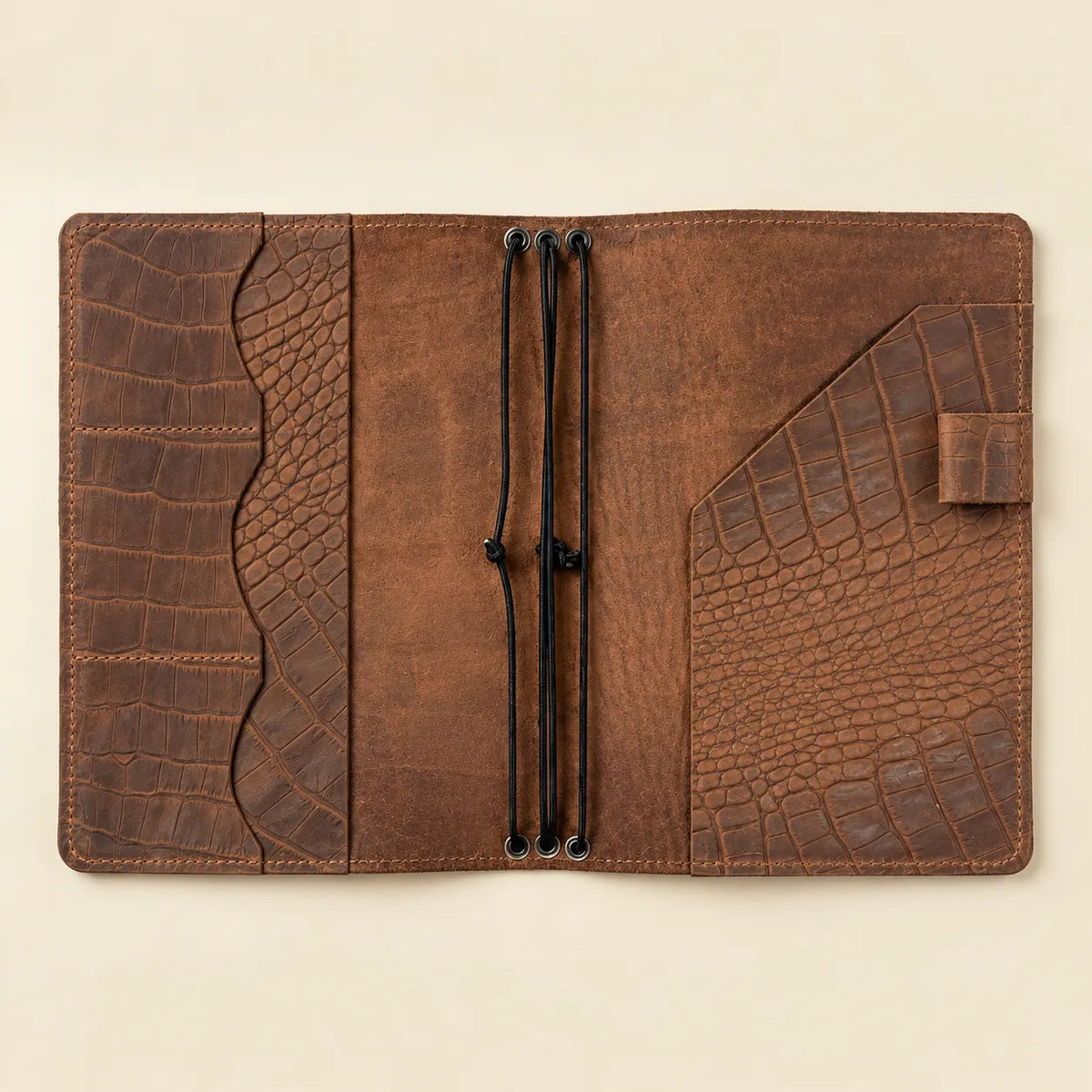 Natural leather journal made from premium Crazy Horse leather with pockets.
