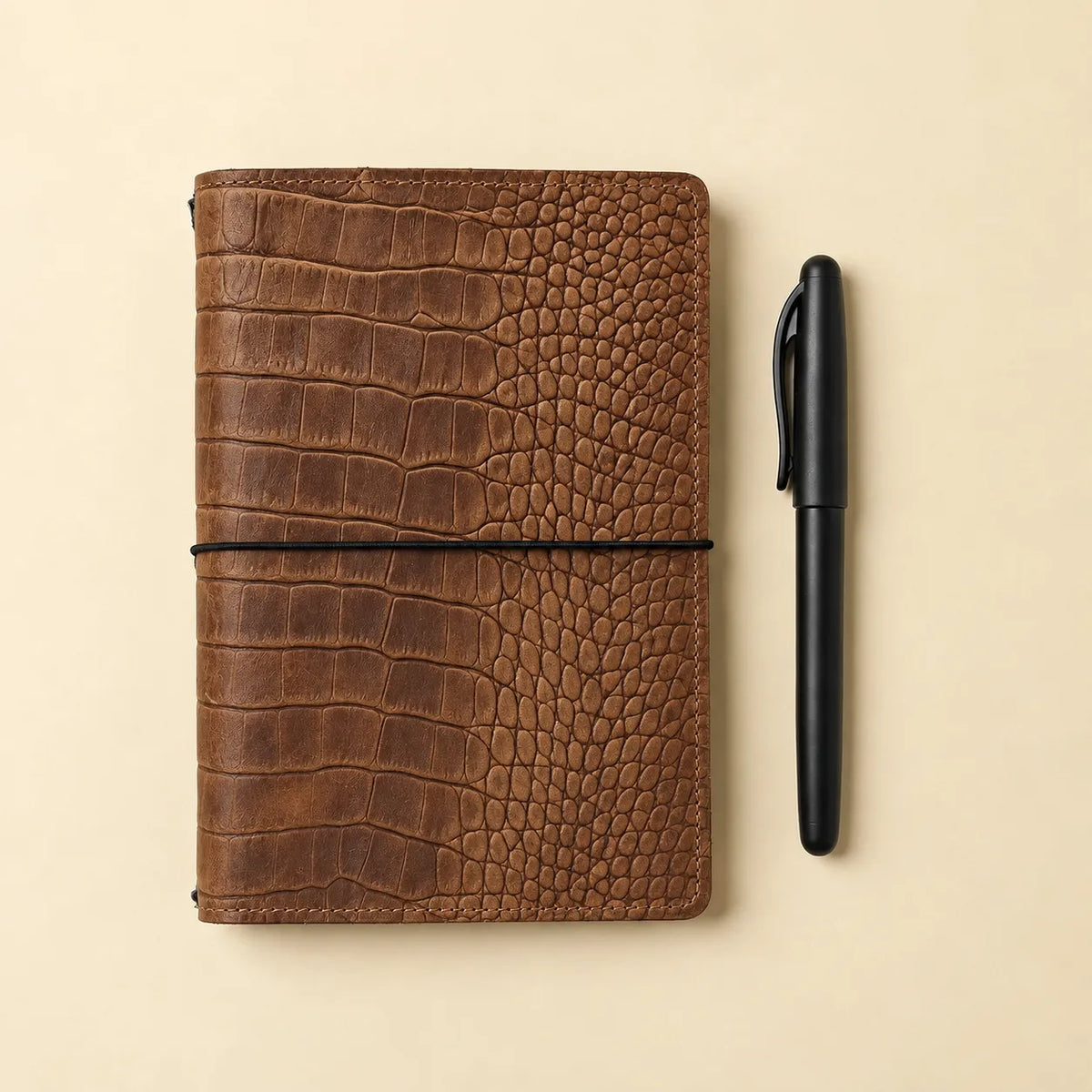 Genuine leather journal cover featuring interior pockets and durable Crazy Horse leather.