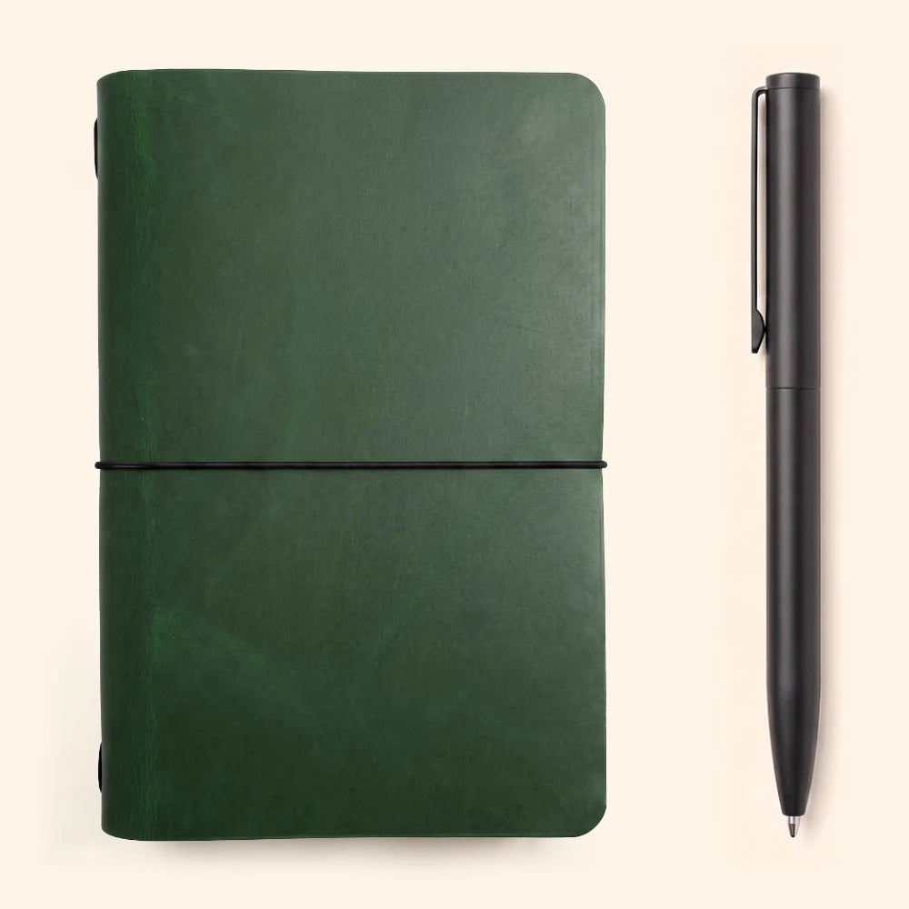 Minimalist genuine leather journal cover for everyday notes, sketches, and personal writing.