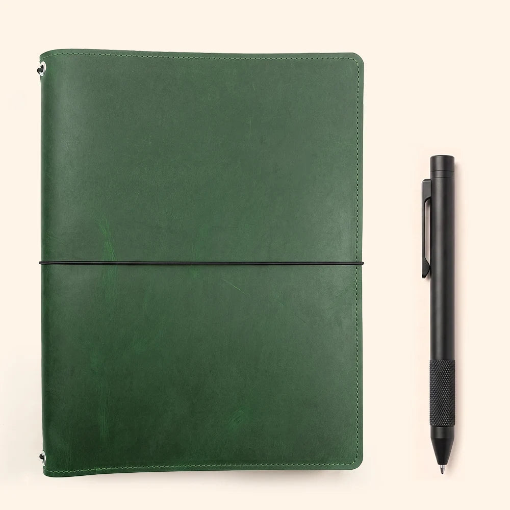Genuine leather notebook organizer with flexible bands for changing inserts whenever needed.
