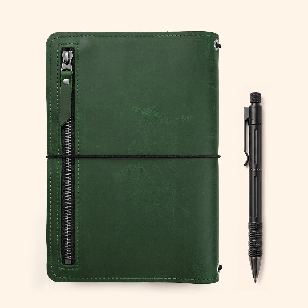 Genuine leather notebook organizer offering stylish protection and functional storage solutions.