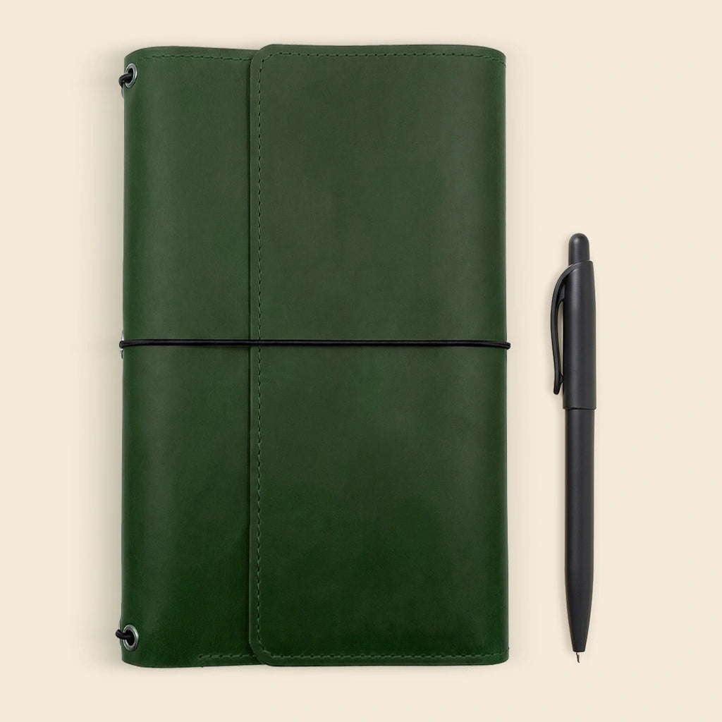 Premium leather notebook holder designed for journals, planners, and everyday writing.