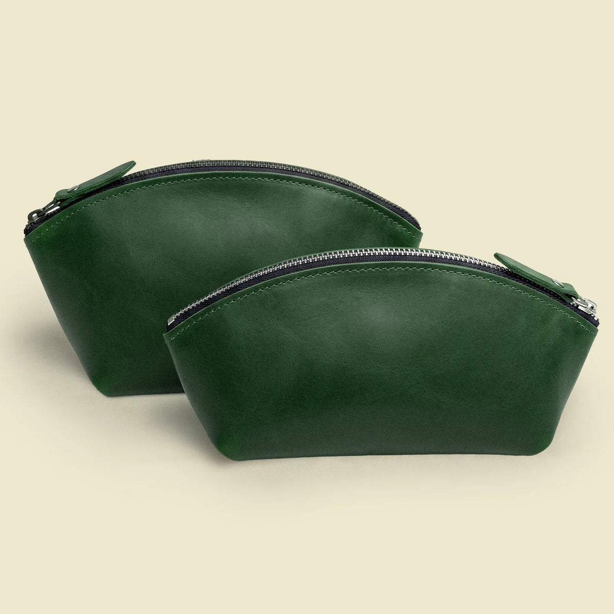 Stylish leather cosmetic case with secure zipper closure for makeup and accessories