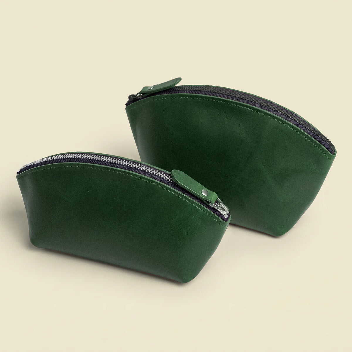 Natural leather toiletry pouch with a smooth zipper for secure everyday organization