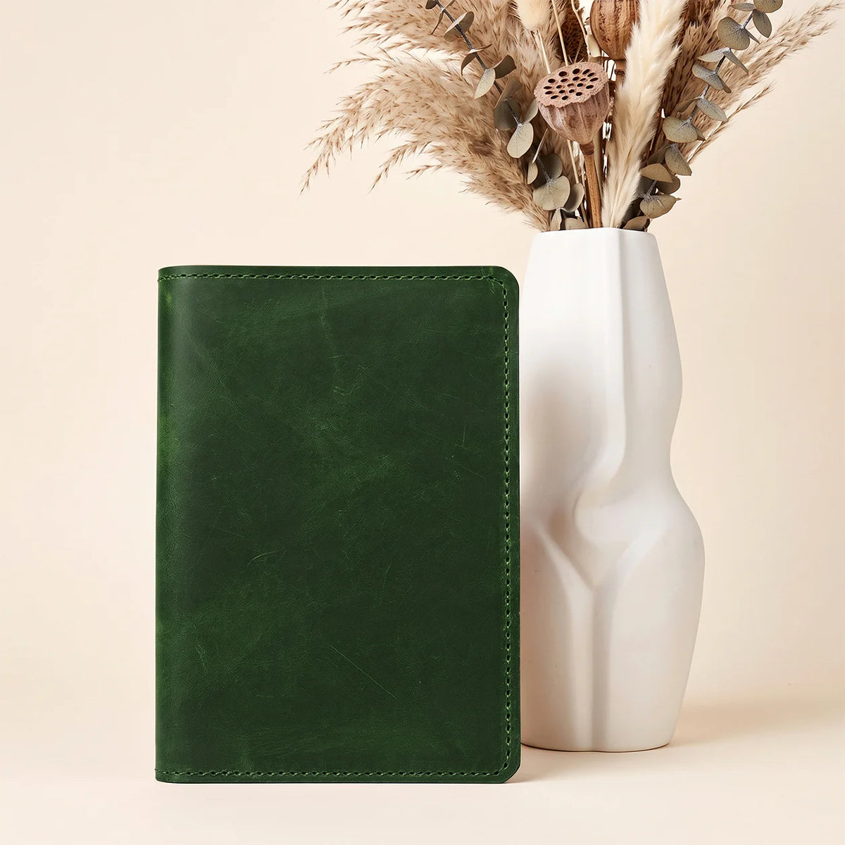 Genuine Crazy Horse notebook holder with dual elastic loops and practical built-in pockets