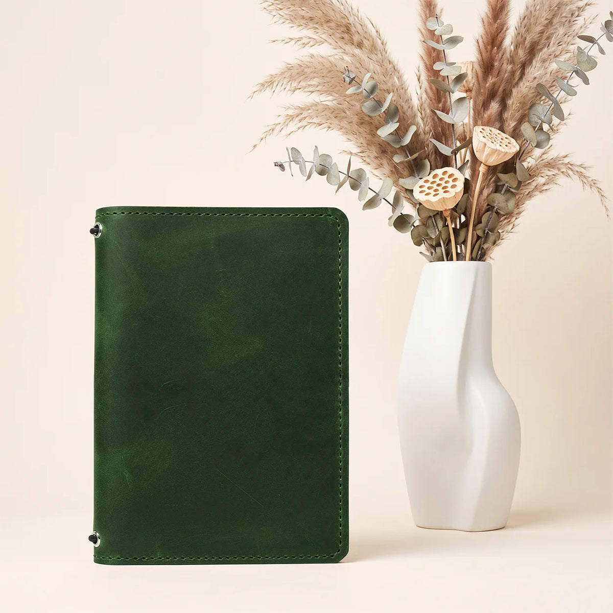 Premium first grade Crazy Horse notebook cover with paired elastics and inner sections