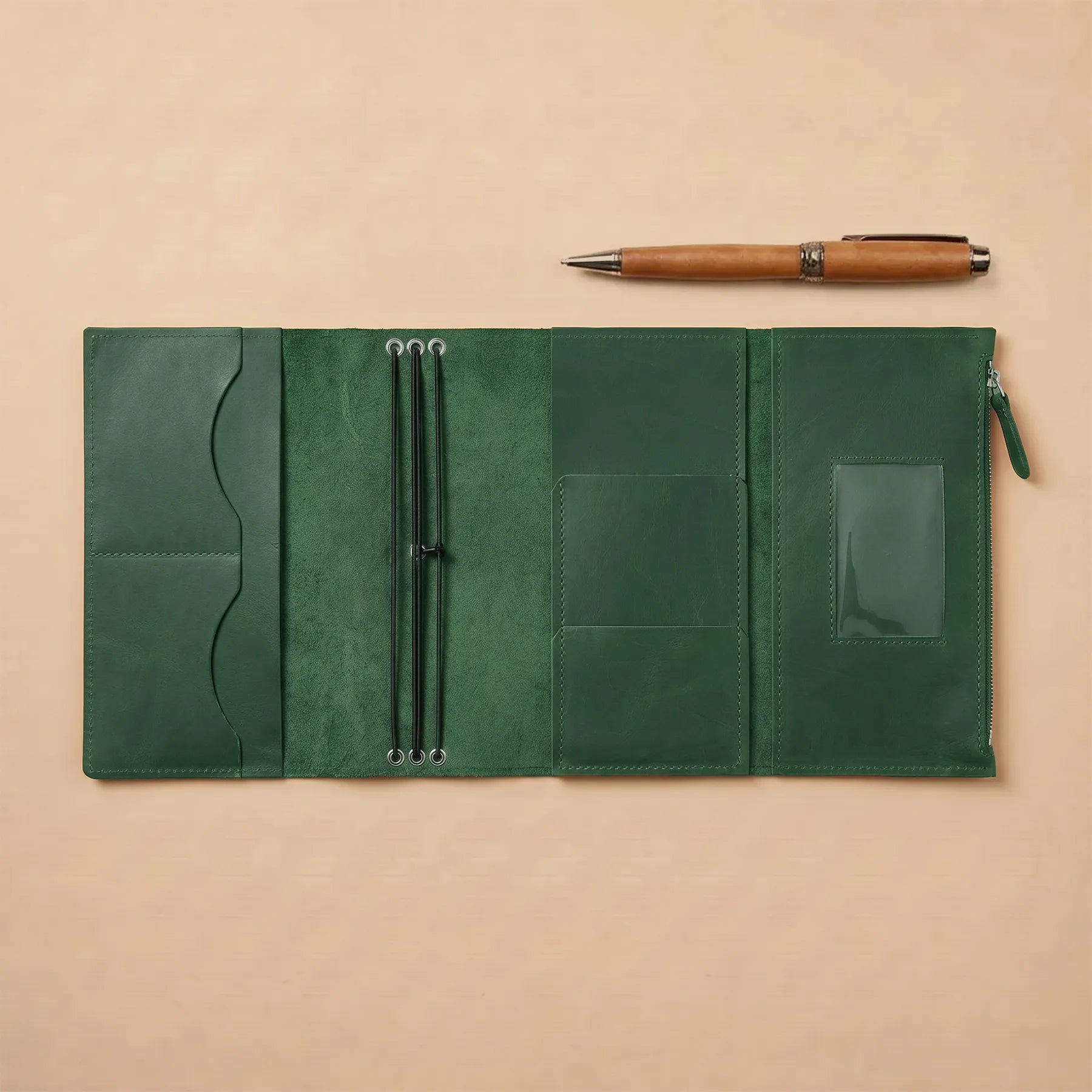 Rustic handmade notebook cover crafted from genuine leather for everyday use.