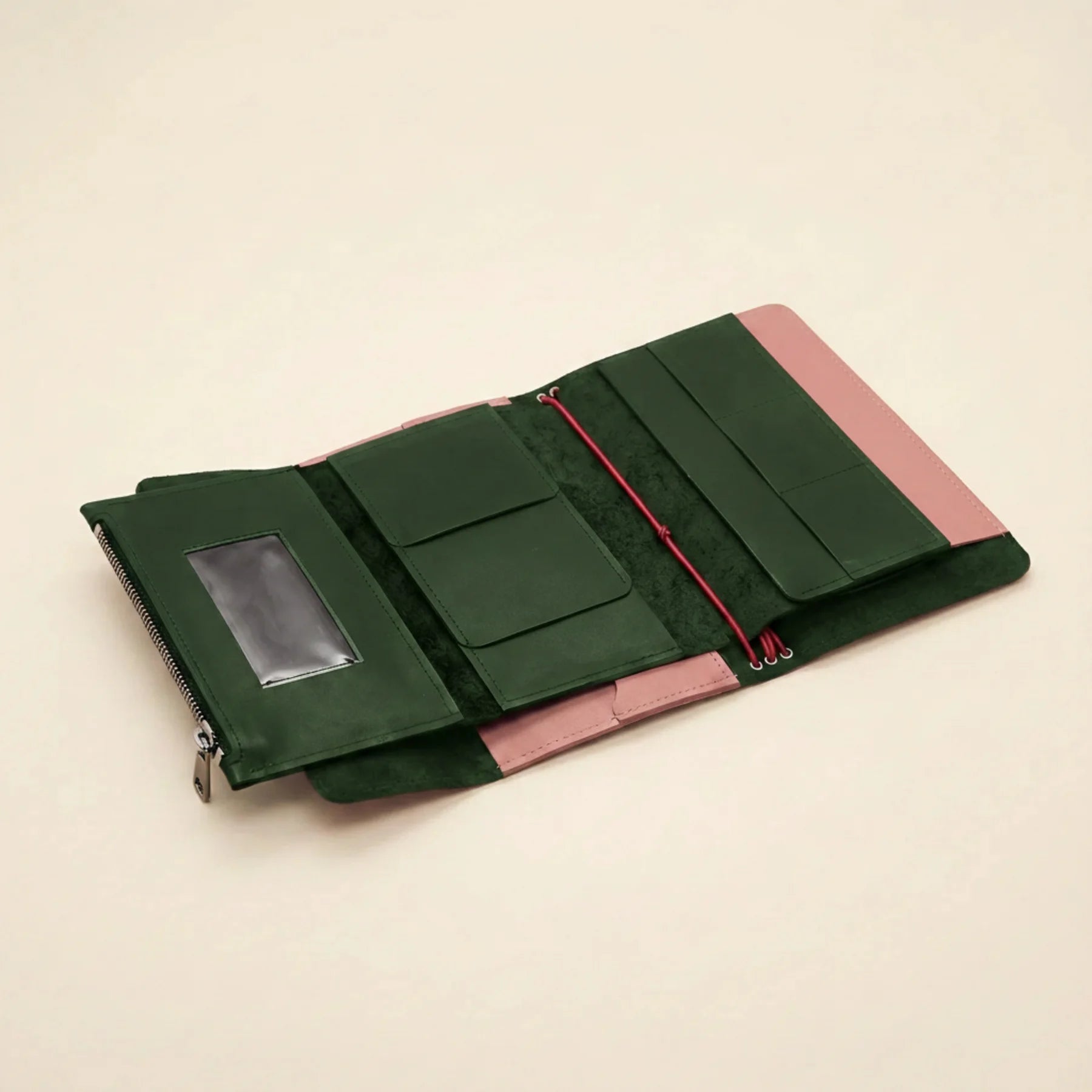Leather notebook pocket insert compatible with elastic journal covers