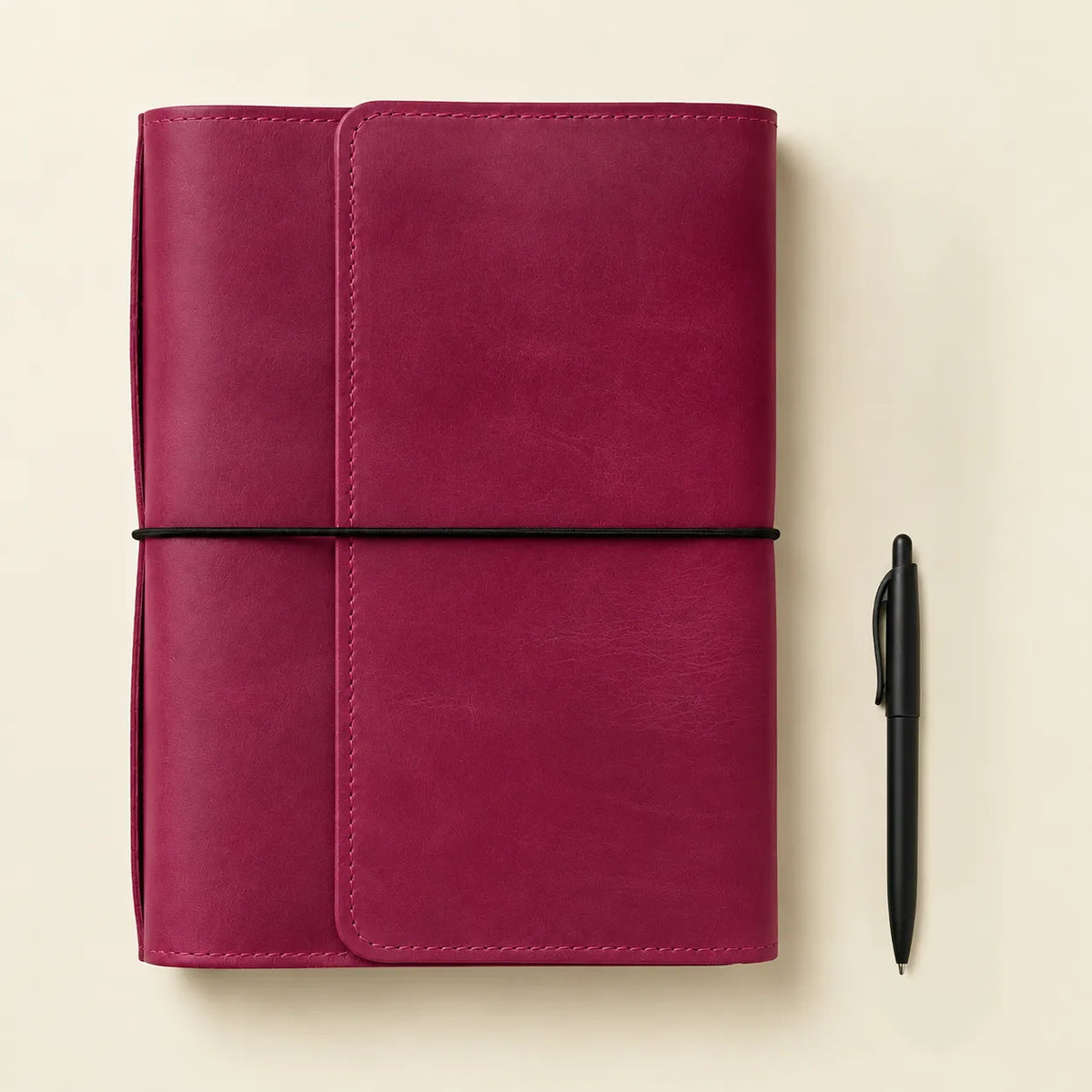 Natural pink leather notebook cover handmade with attention to detail and craftsmanship.