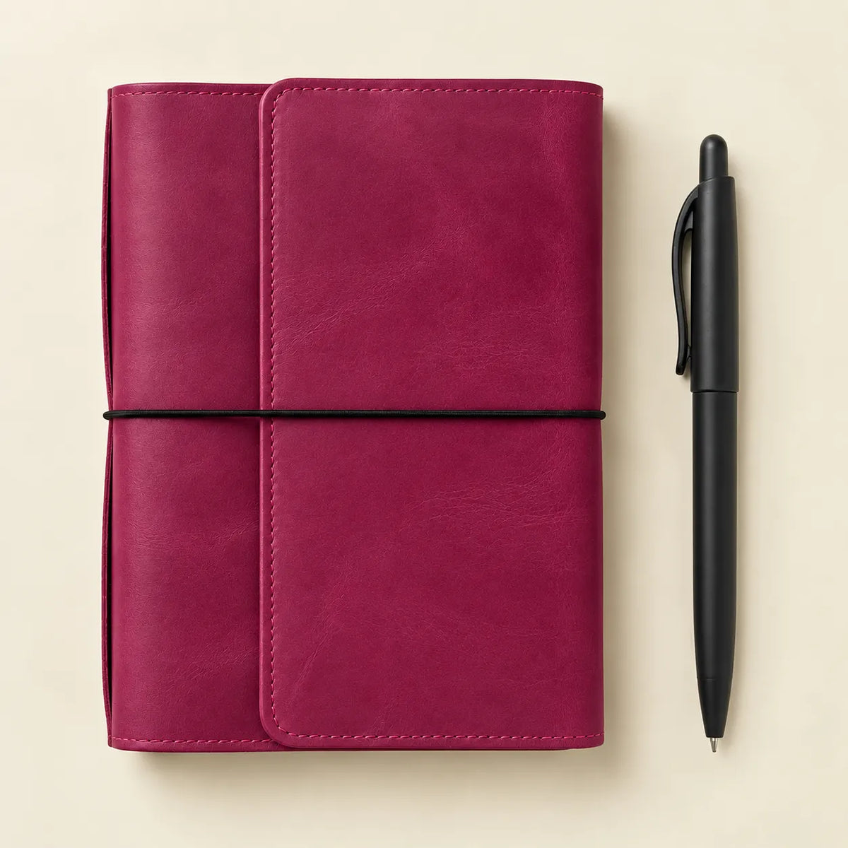 Pink natural leather cover for notebooks, journals, planners, and personal writing.