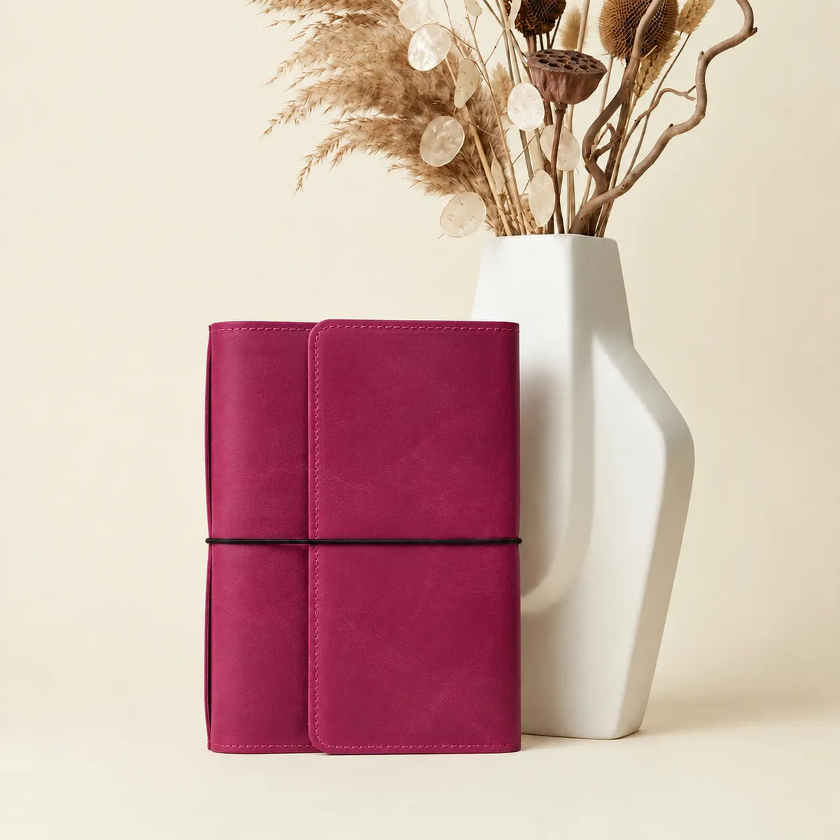 Natural pink leather journal cover designed for stylish everyday writing and notes.