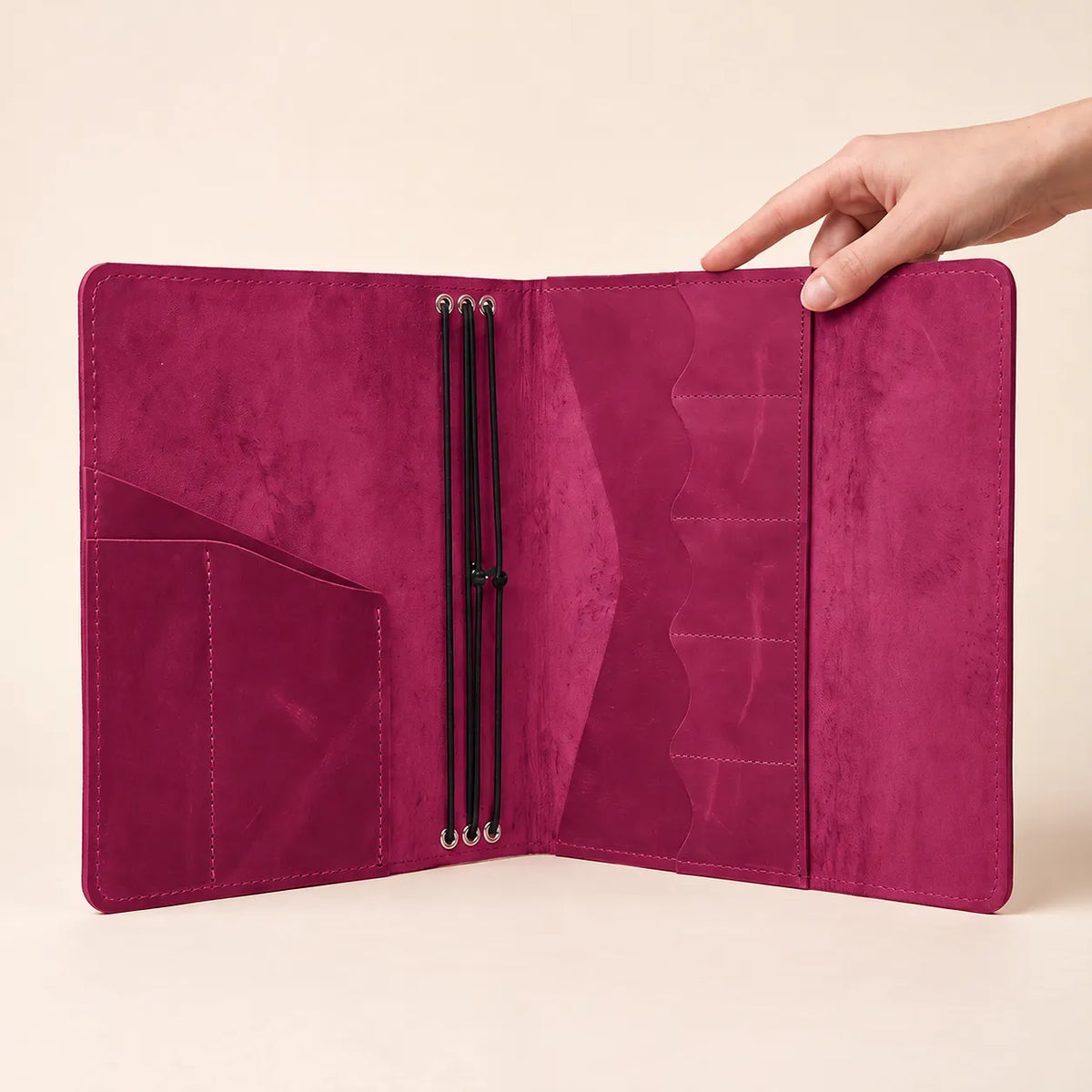 Premium first-grade leather journal cover showcasing natural grain patterns.