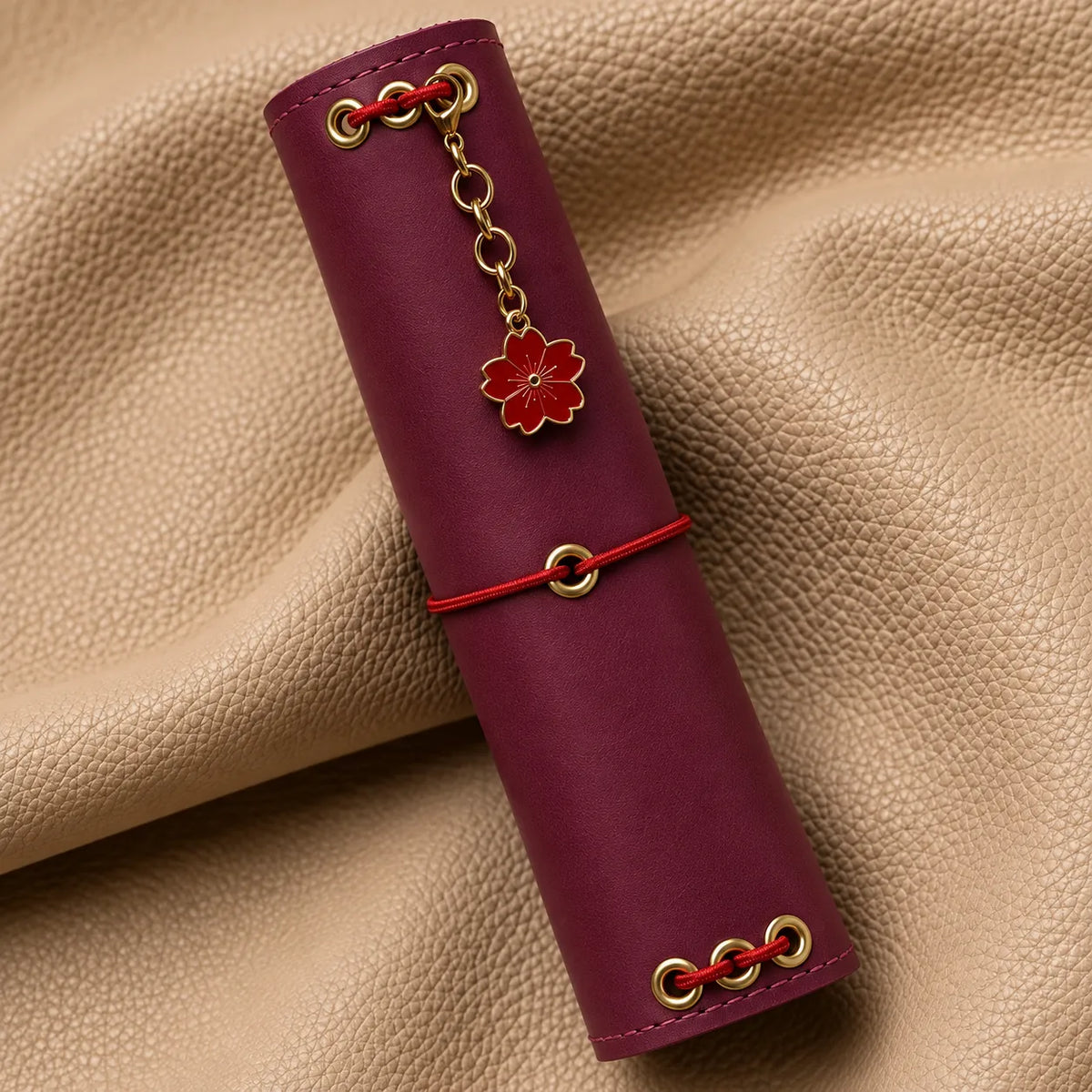 Elegant journal accessory with a decorative bead attached to the notebook elastic.