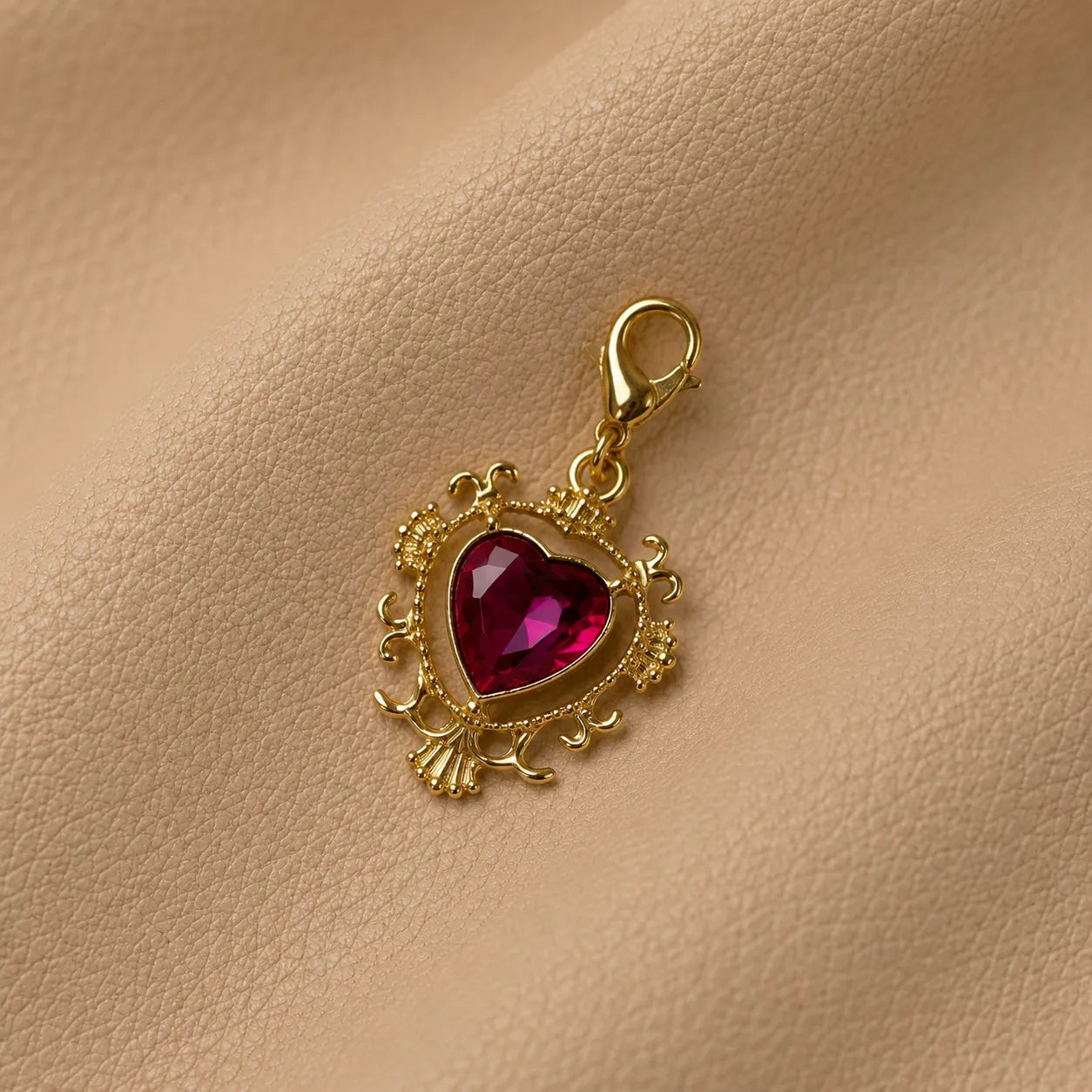 Heart-shaped journal charm with decorative bead for a personalized notebook accent