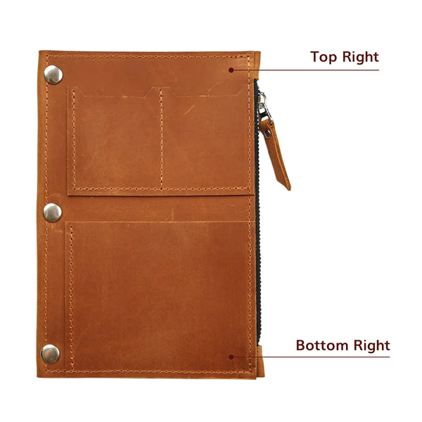Brown leather insert Lunessa shown with personalization position markers