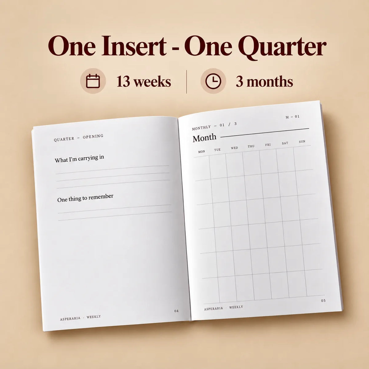 Weekly Planner Paper Refill — 52 Pages
