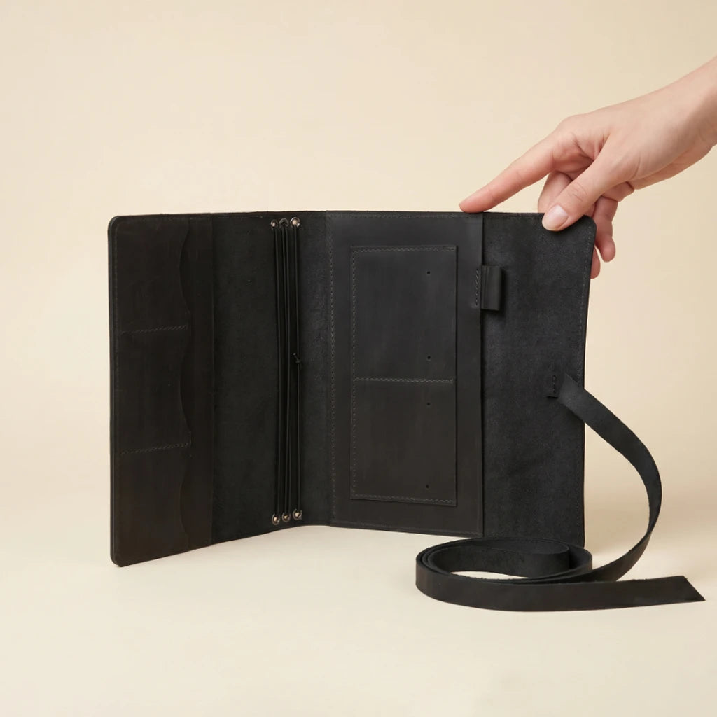 A5 Leather Journal Cover Black