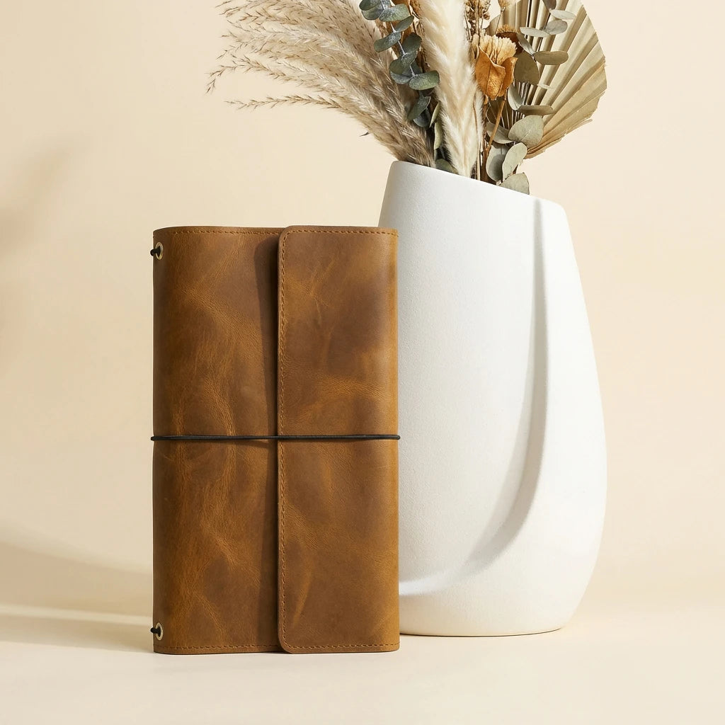 Leather Notebook with Pockets