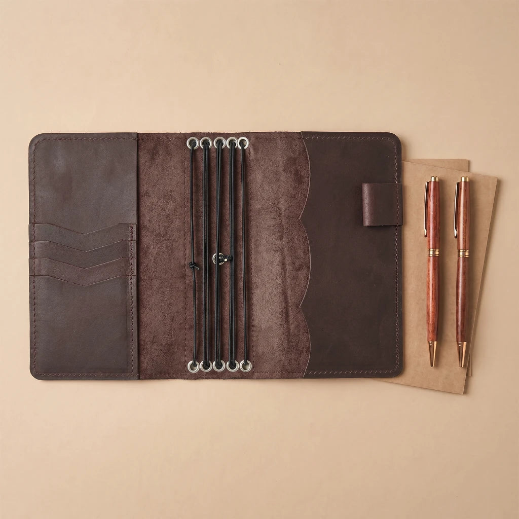 Handmade organizer cover for journals, cards, and writing tools