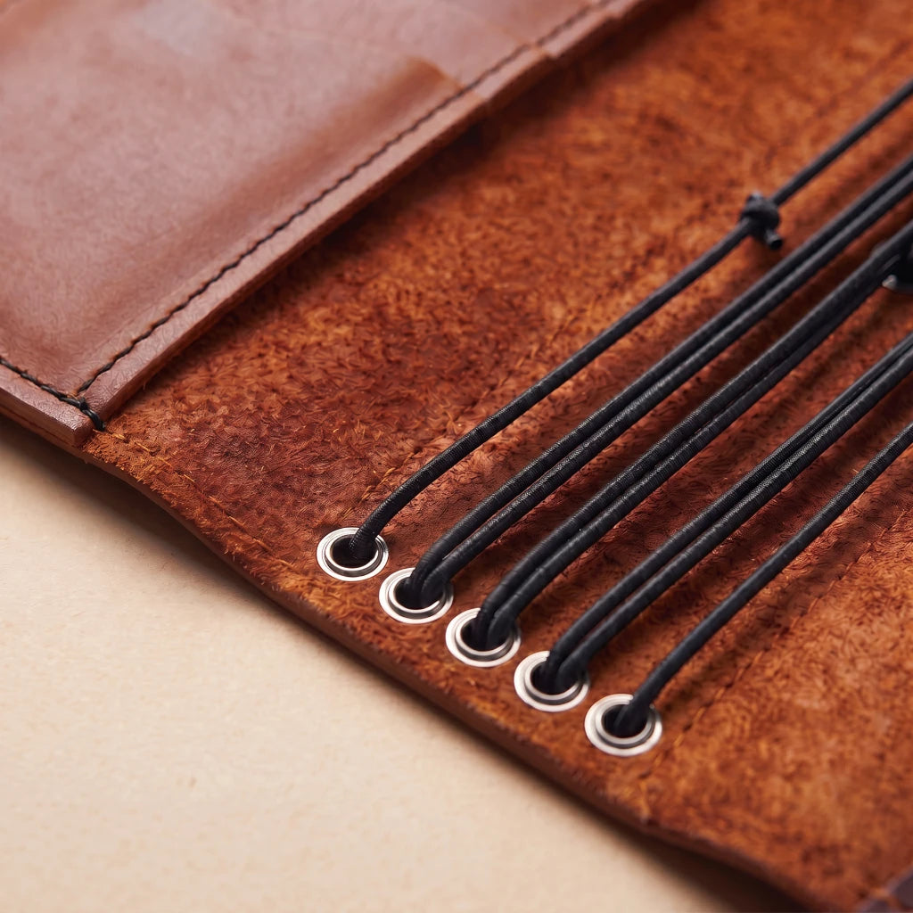 Handcrafted journal cover designed for travel and daily planning