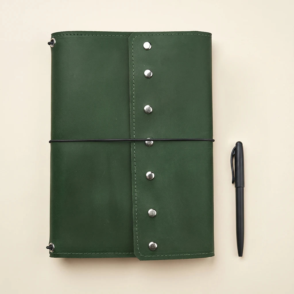 Green Leather Journal A4